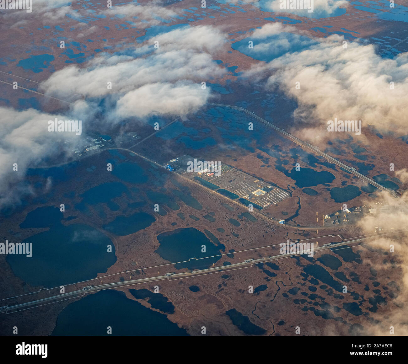 Prudhoe Bay Oil Fields, Deadhorse, Alaska. Arctic Ocean. Melting Tundra