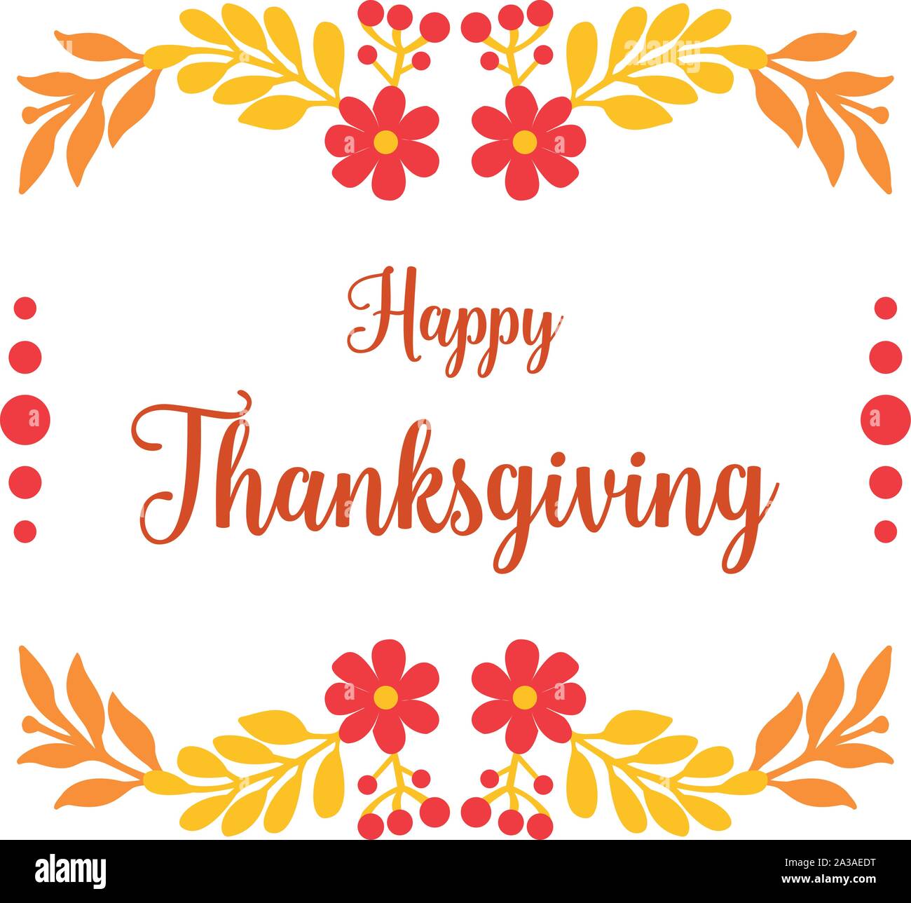 Lettering of poster thanksgiving, with beautiful autumn leaf flower ...