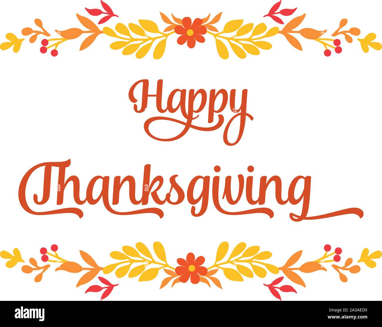 Lettering of poster thanksgiving, with beautiful autumn leaf flower ...