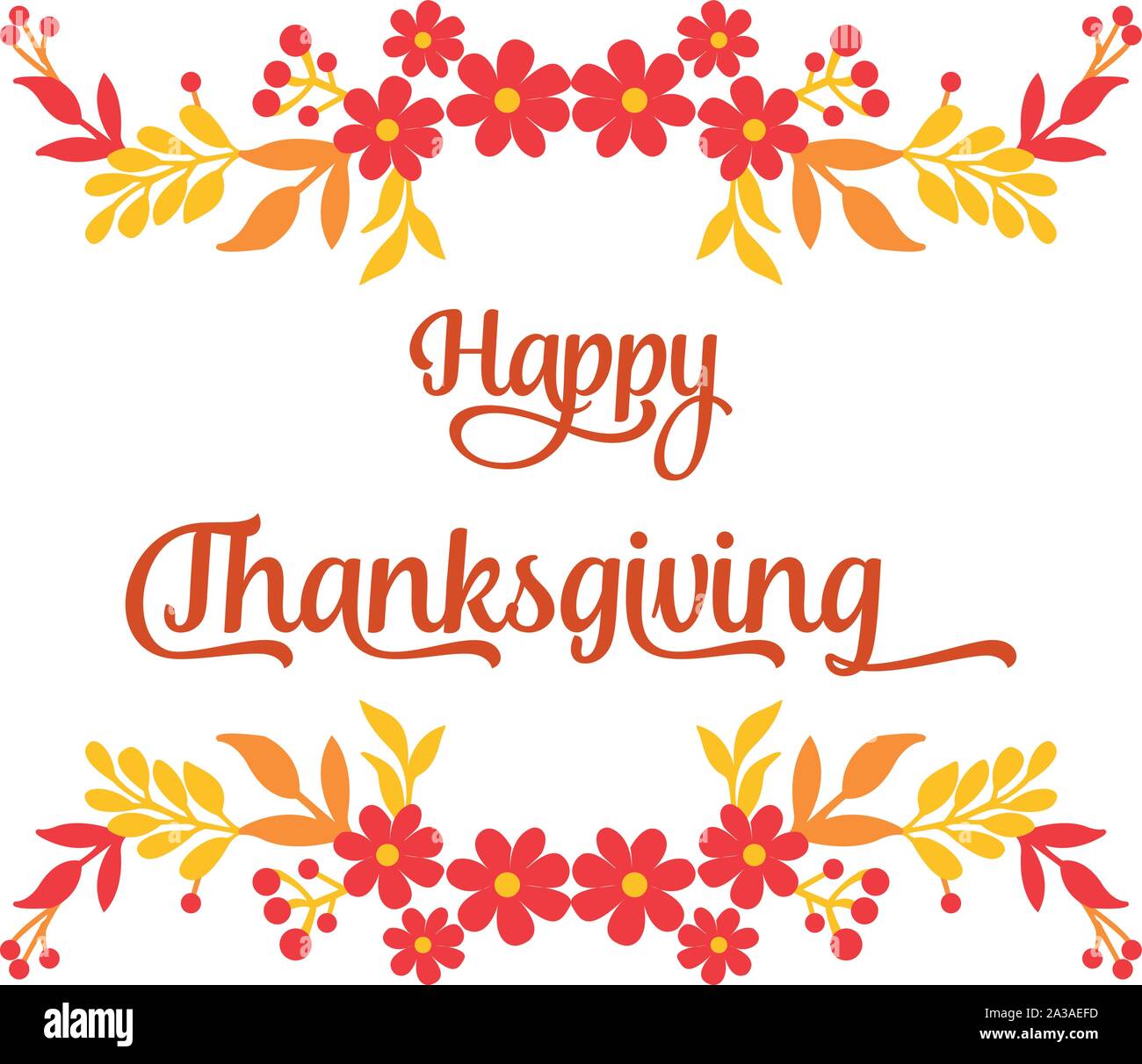 Lettering of poster thanksgiving, with beautiful autumn leaf flower ...