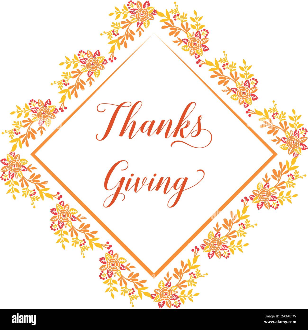 Template of thanksgiving, with decor of autumn leaf flower frame ...