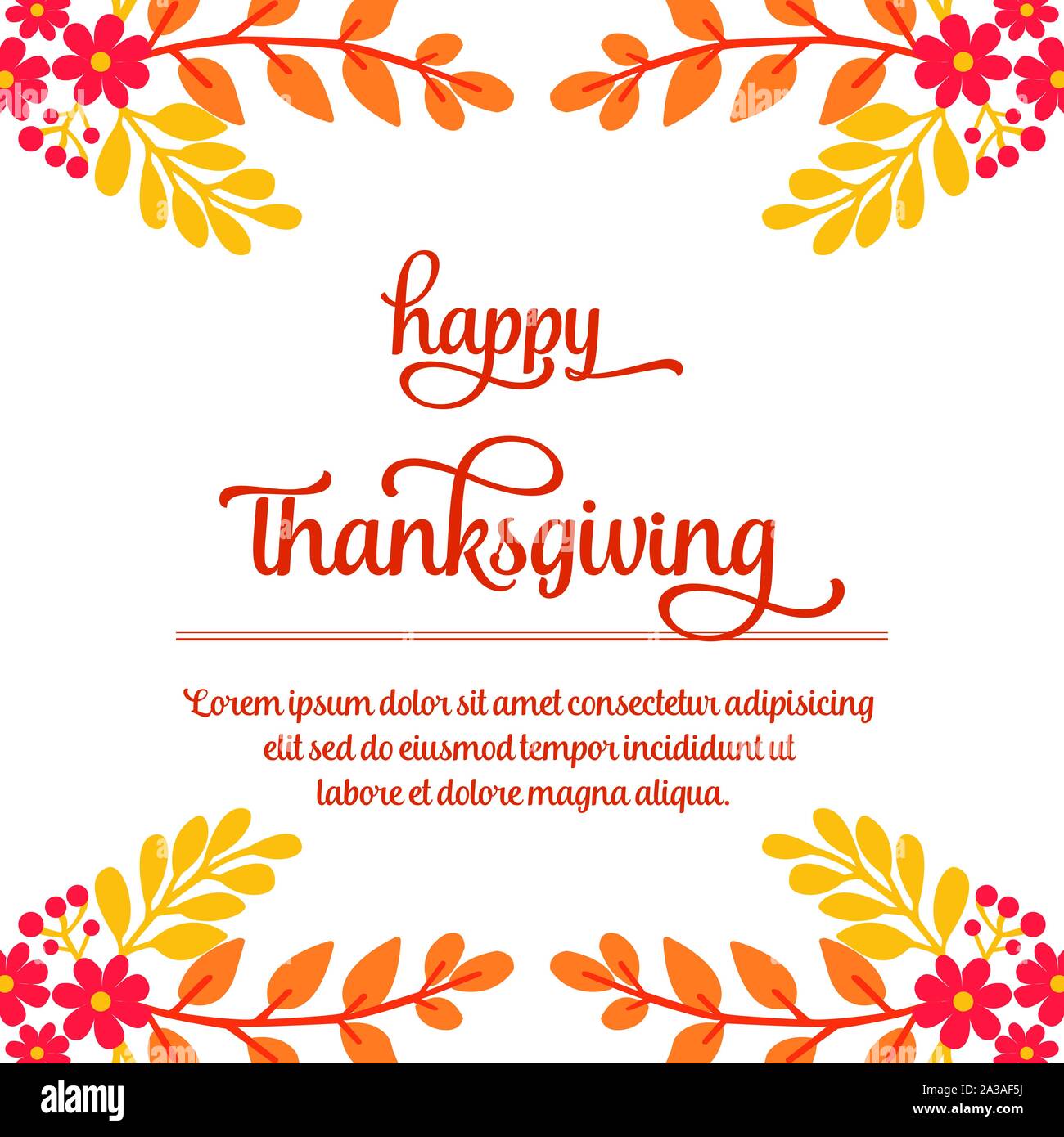 Template invitation card of thanksgiving, with pattern of autumn leaf ...