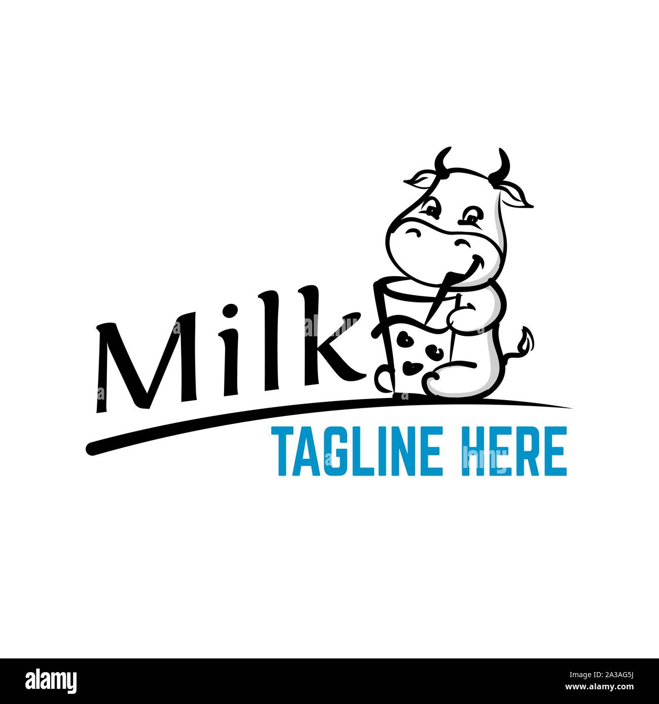 Example logo cheerful cow with milk Stock Vector Image & Art Alamy