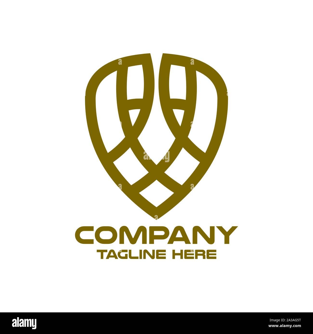Simple lion logo and shield design Stock Vector