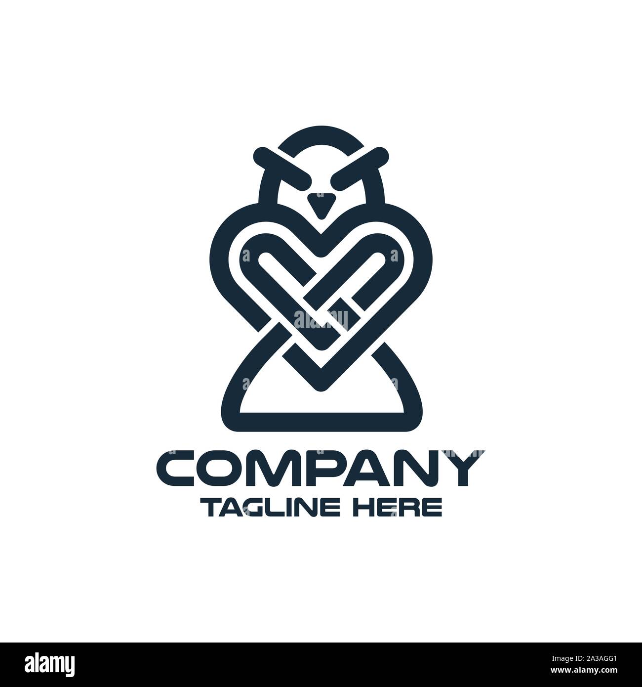 Modern simple owl from the line logo. Vector illustration. Stock Vector