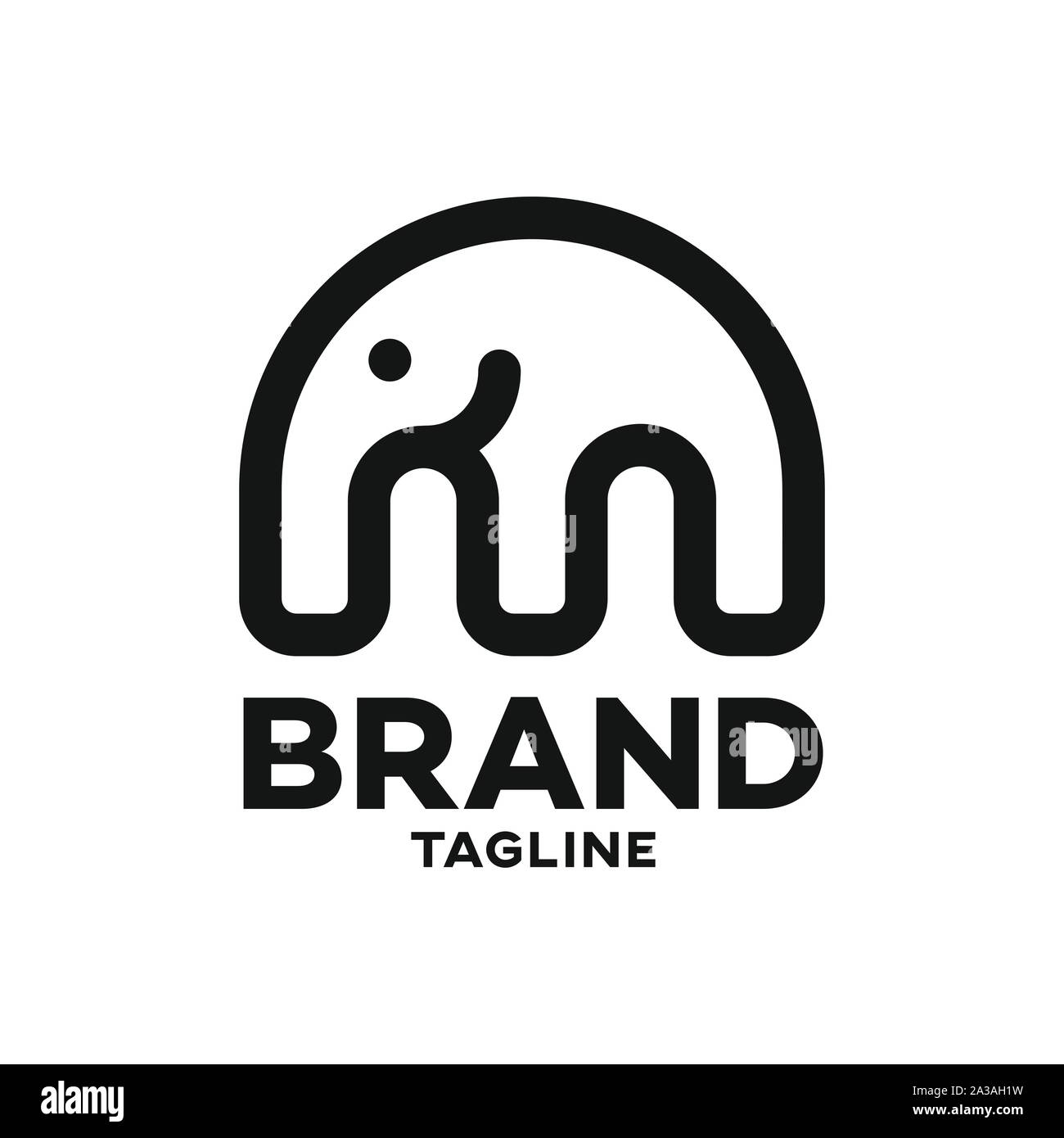 Modern bridge and elephant logo Stock Vector