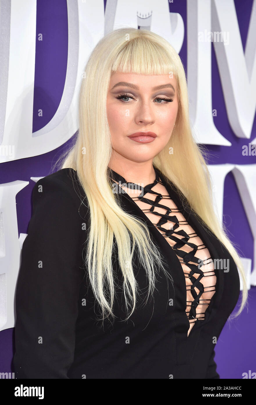 CENTURY CITY, CA - OCTOBER 06: Christina Aguilera attends the Premiere of MGM's 'The Addams Family' at Westfield Century City AMC on October 06, 2019 in Los Angeles, California. Stock Photo