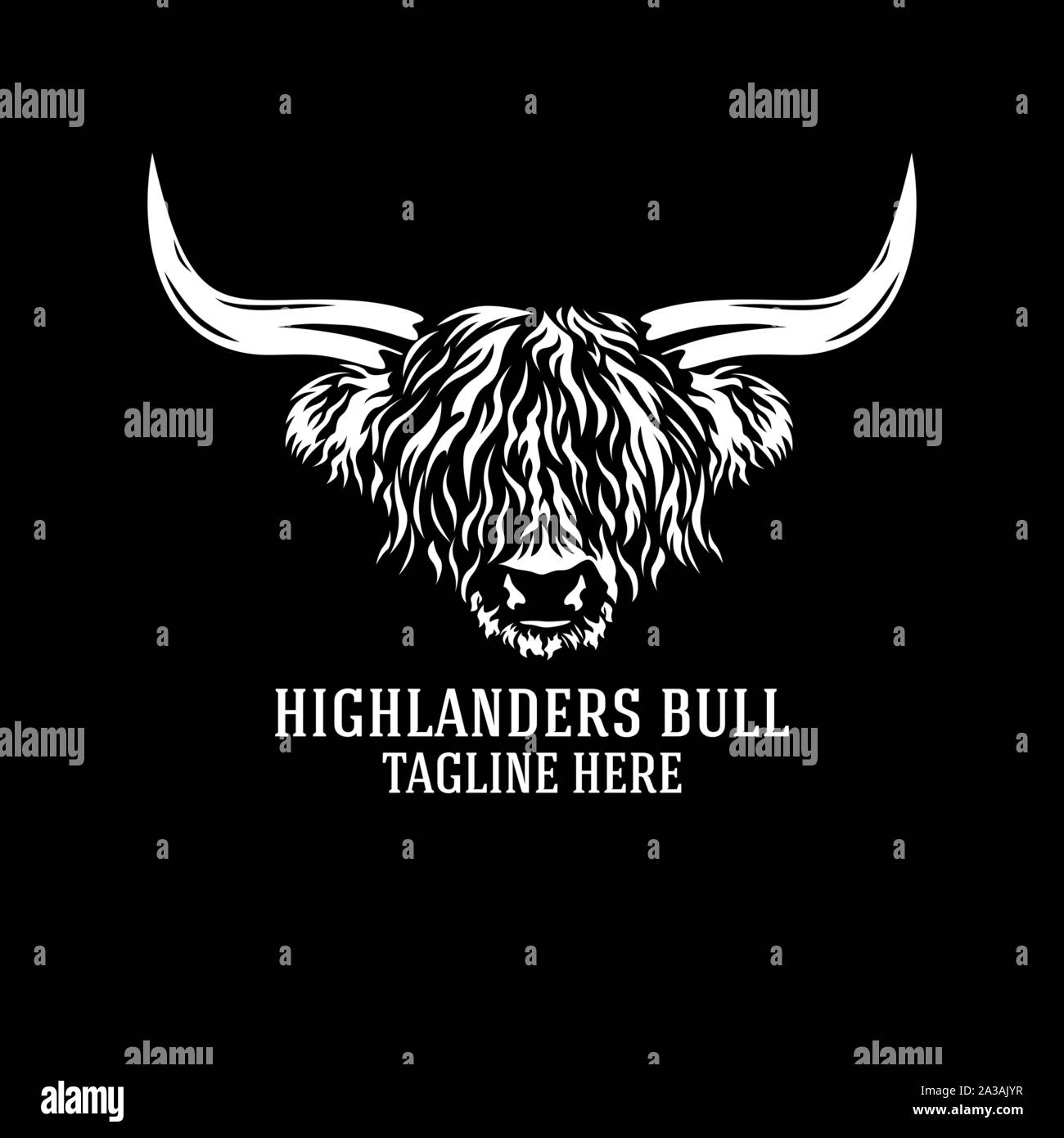 modern highlanders bull logo. Vector illustration. Stock Vector