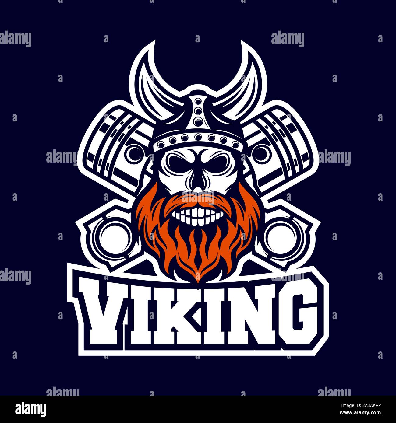 Modern Skull Viking and Diesel logo Stock Vector
