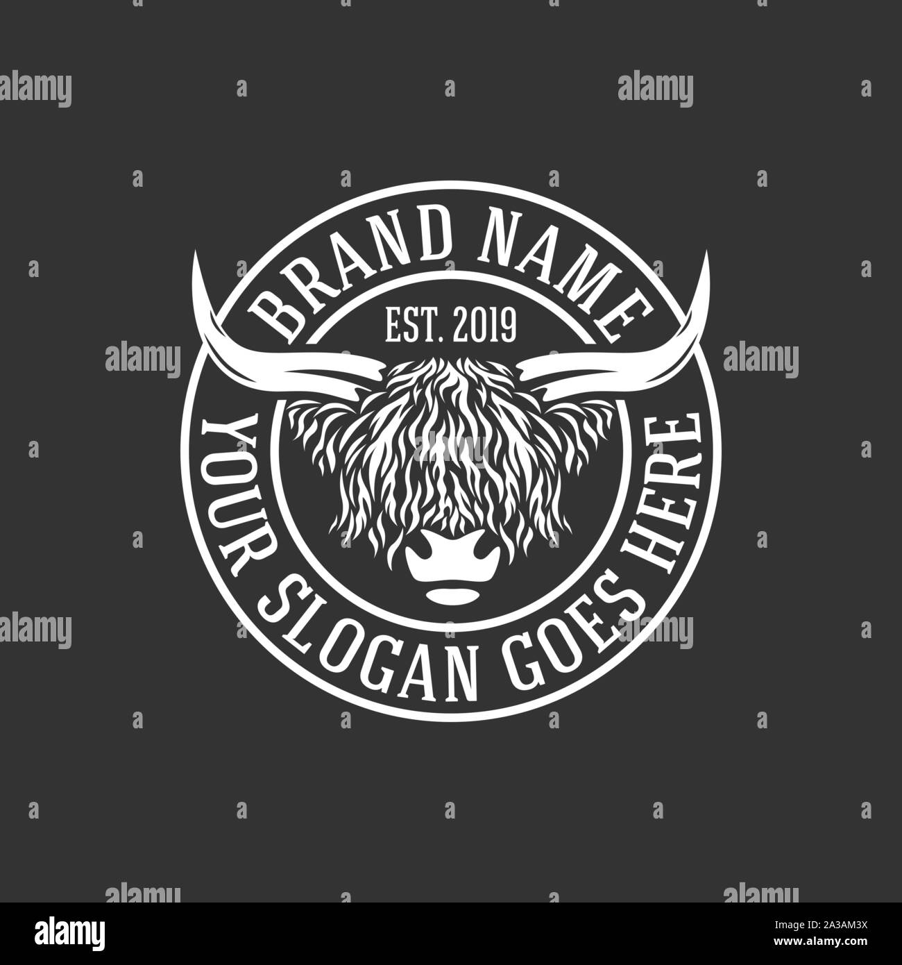 modern highlanders bull logo. Vector illustration. Stock Vector