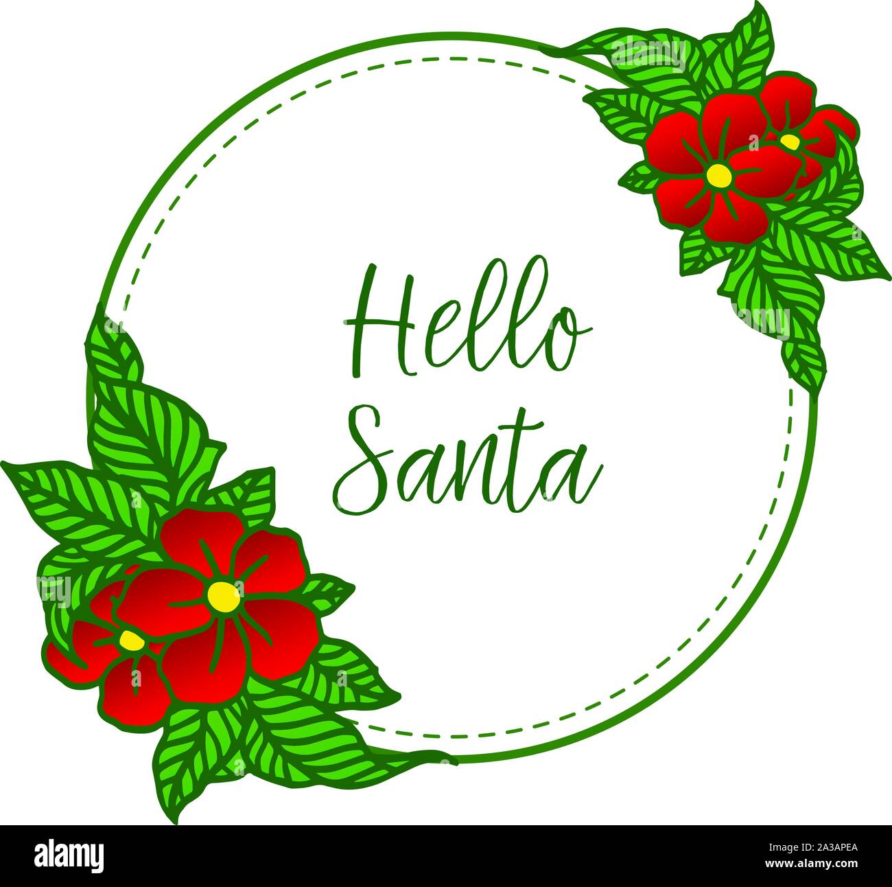 Invitation card of hello santa, with cute red flower frame blooms ...