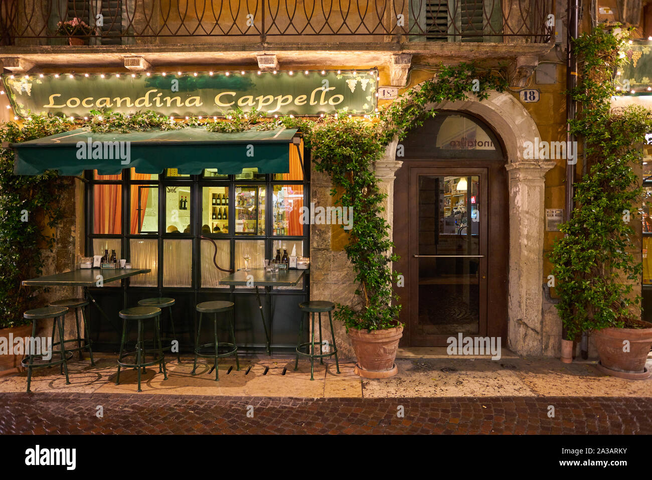VERONA, ITALY - CIRCA MAY, 2019: a view of Locandina Cappello restaurant  located in Verona, Italy Stock Photo - Alamy