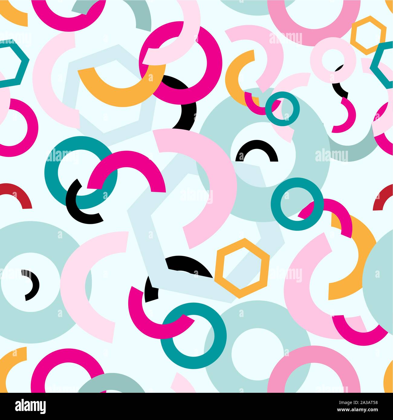 Abstract bright multi-colored vector pattern with different geometric elements. Template design for Wallpaper Ilim fabric web page. Stock Vector