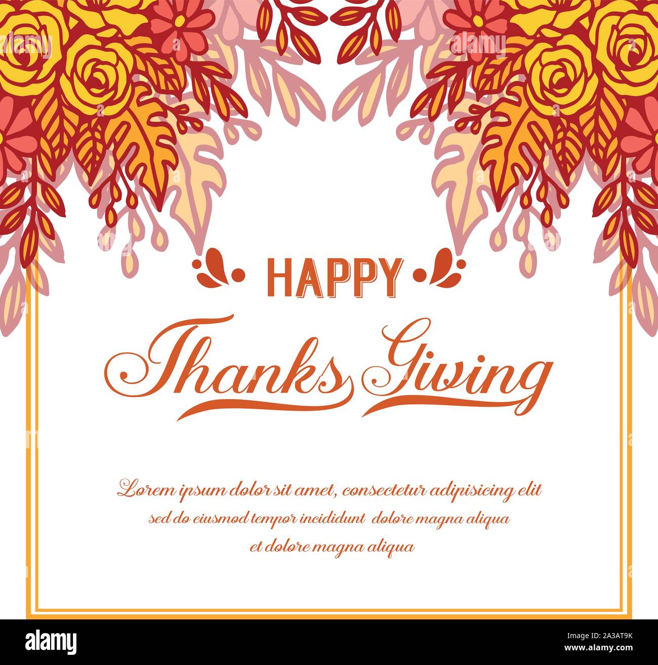 Poster thanksgiving with border of autumn leaf flower frame background ...