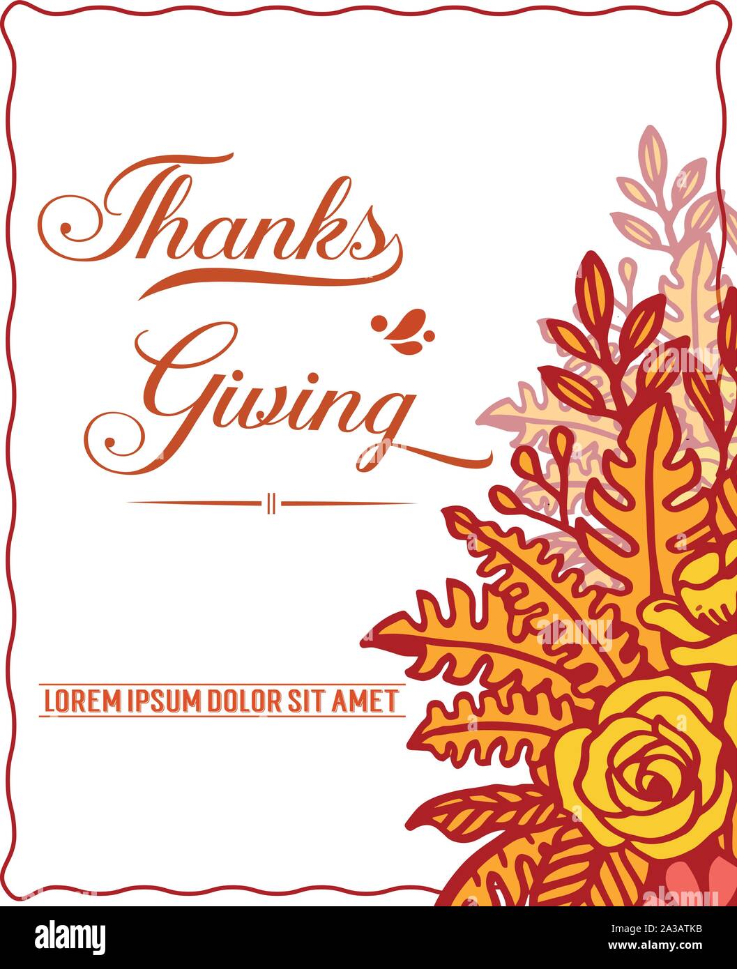 Text of thanksgiving with seamless autumn leaf flower frame. Vector ...