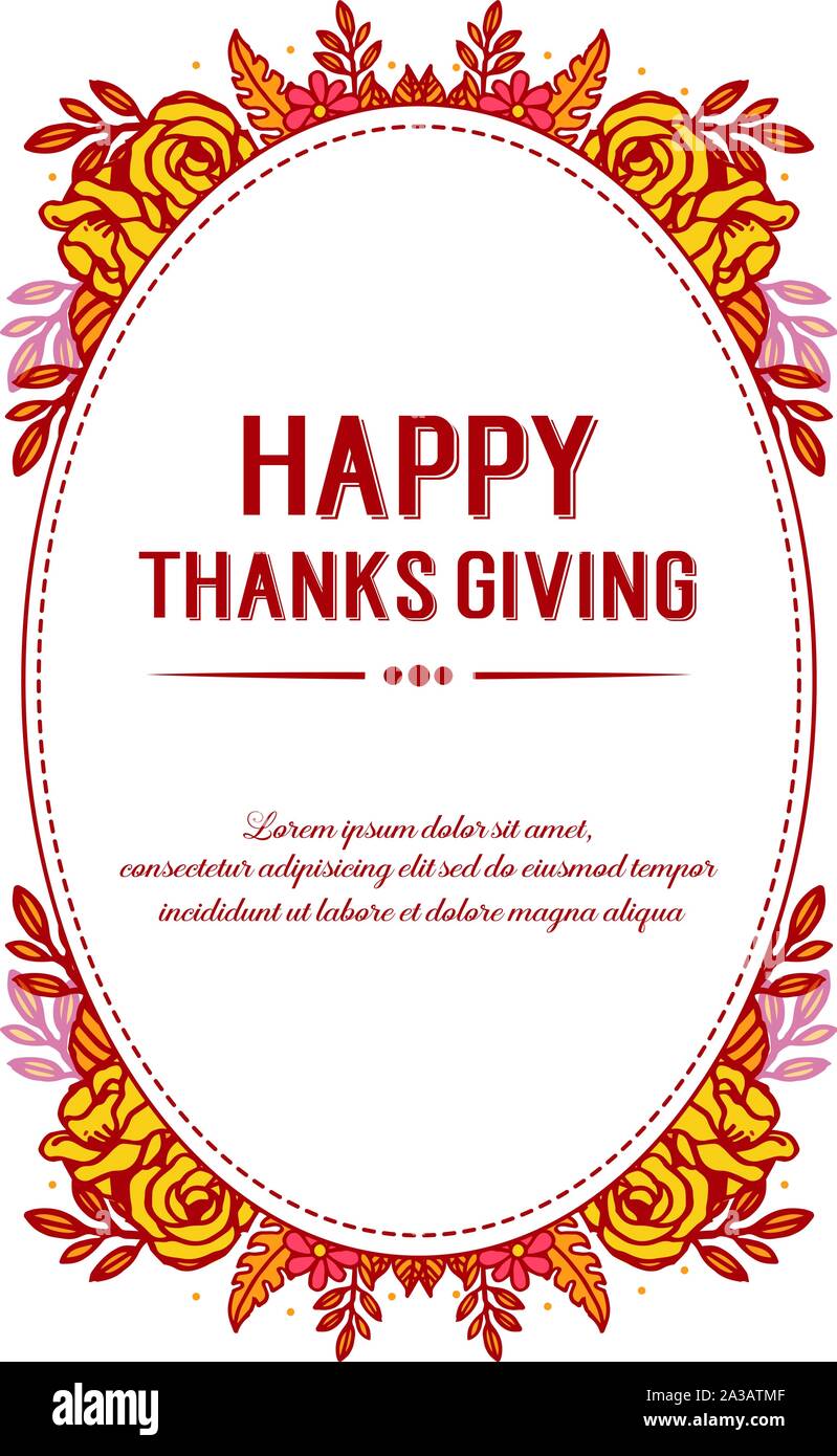 Text of thanksgiving with seamless autumn leaf flower frame. Vector ...