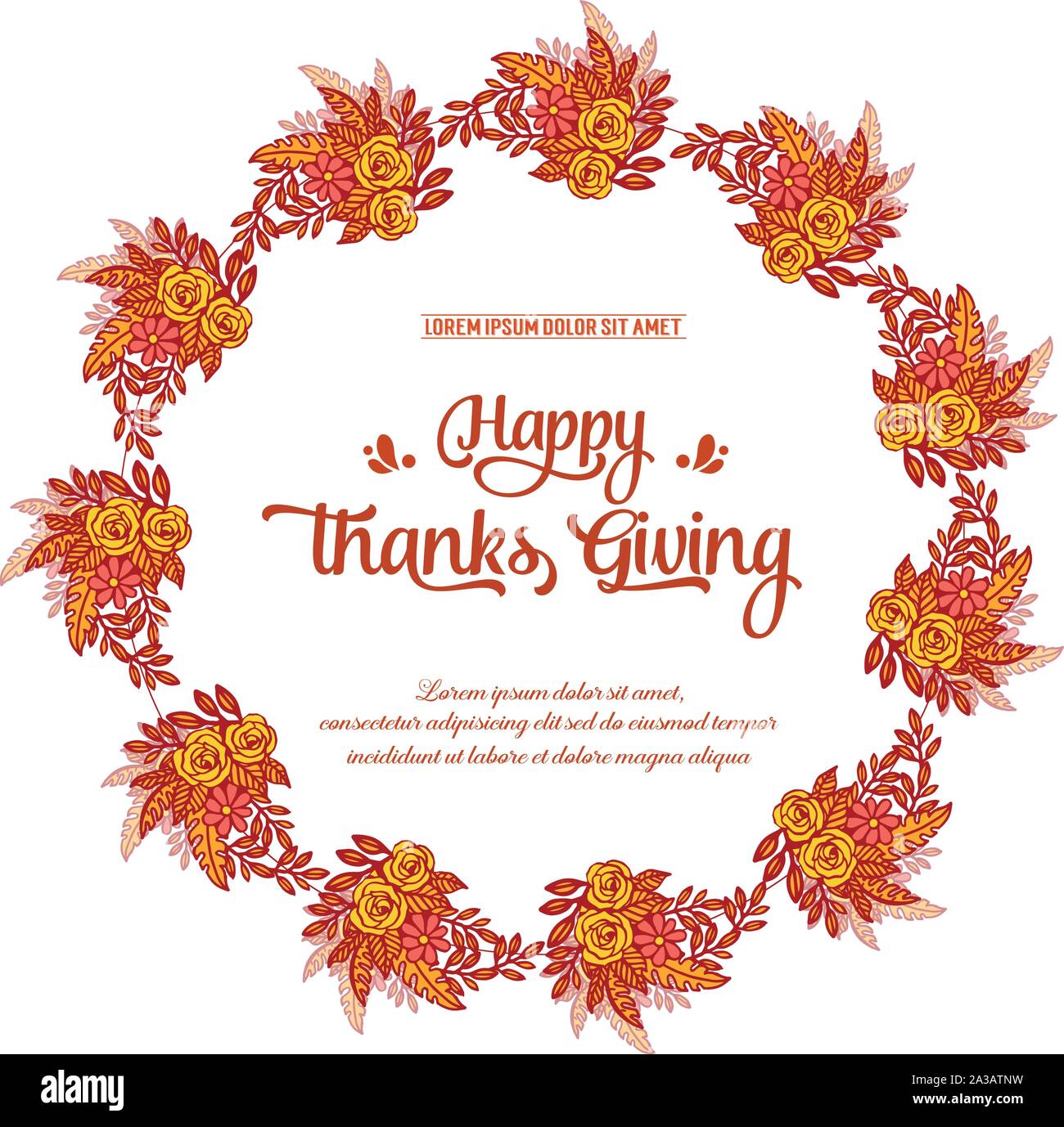 Text of thanksgiving with seamless autumn leaf flower frame. Vector ...