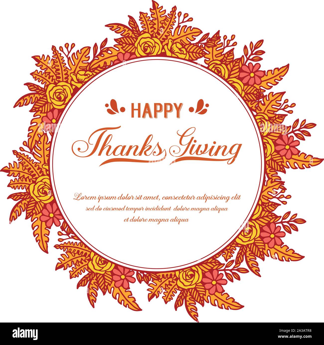 Text of thanksgiving with seamless autumn leaf flower frame. Vector ...