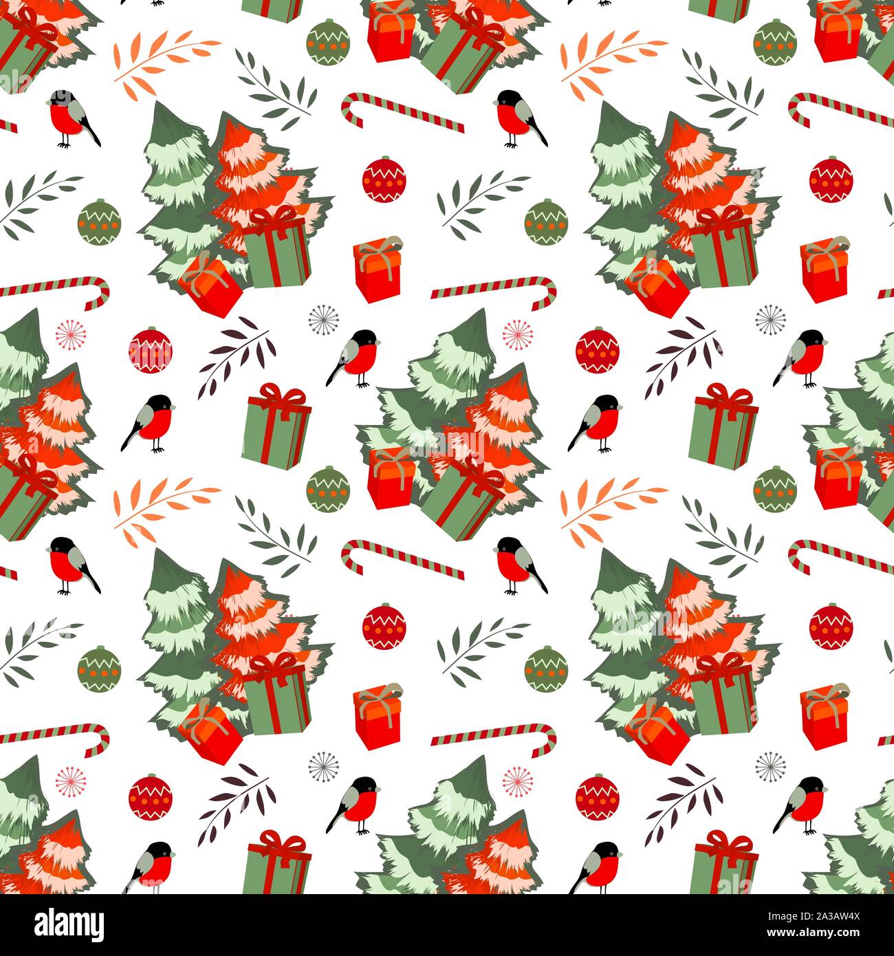 Merry Xmas Happy New Year vector seamless pattern. Stock Vector