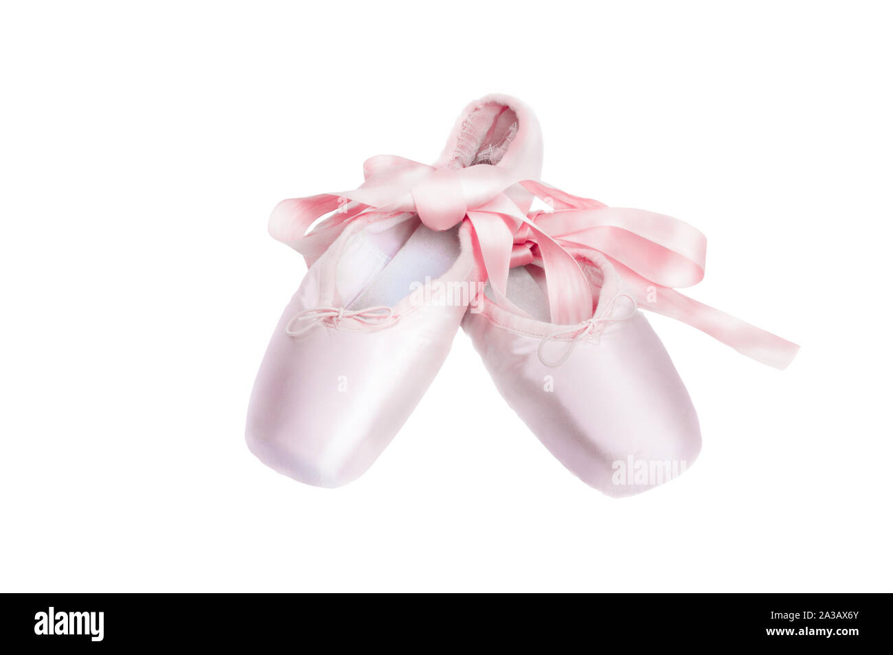 Pointe shoes ballet dance shoes with a bow of ribbons beautifully