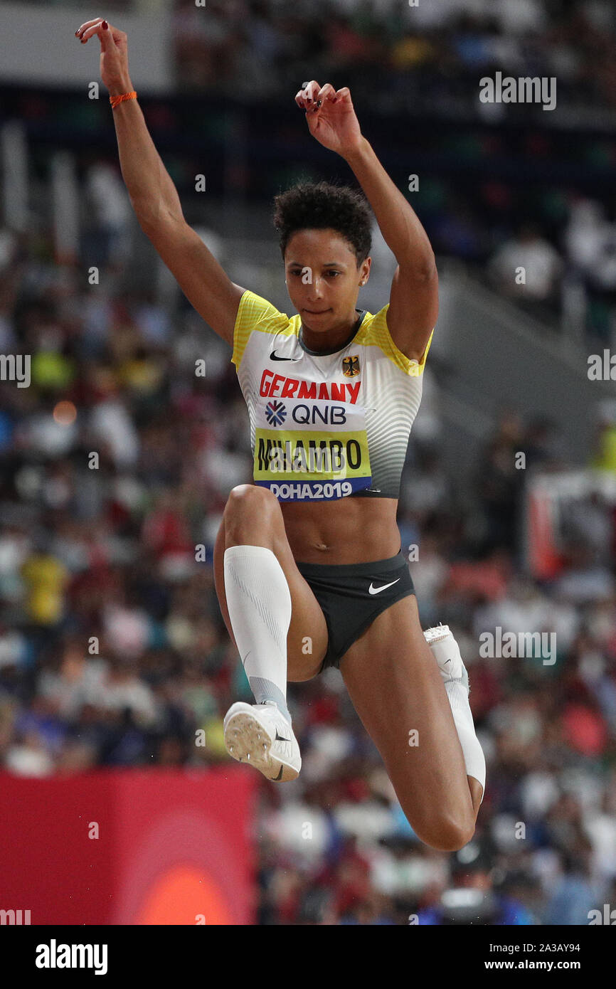 Doha, Qatar. 6th Oct, 2019. Malaika Mihambo of competes during the women's long final