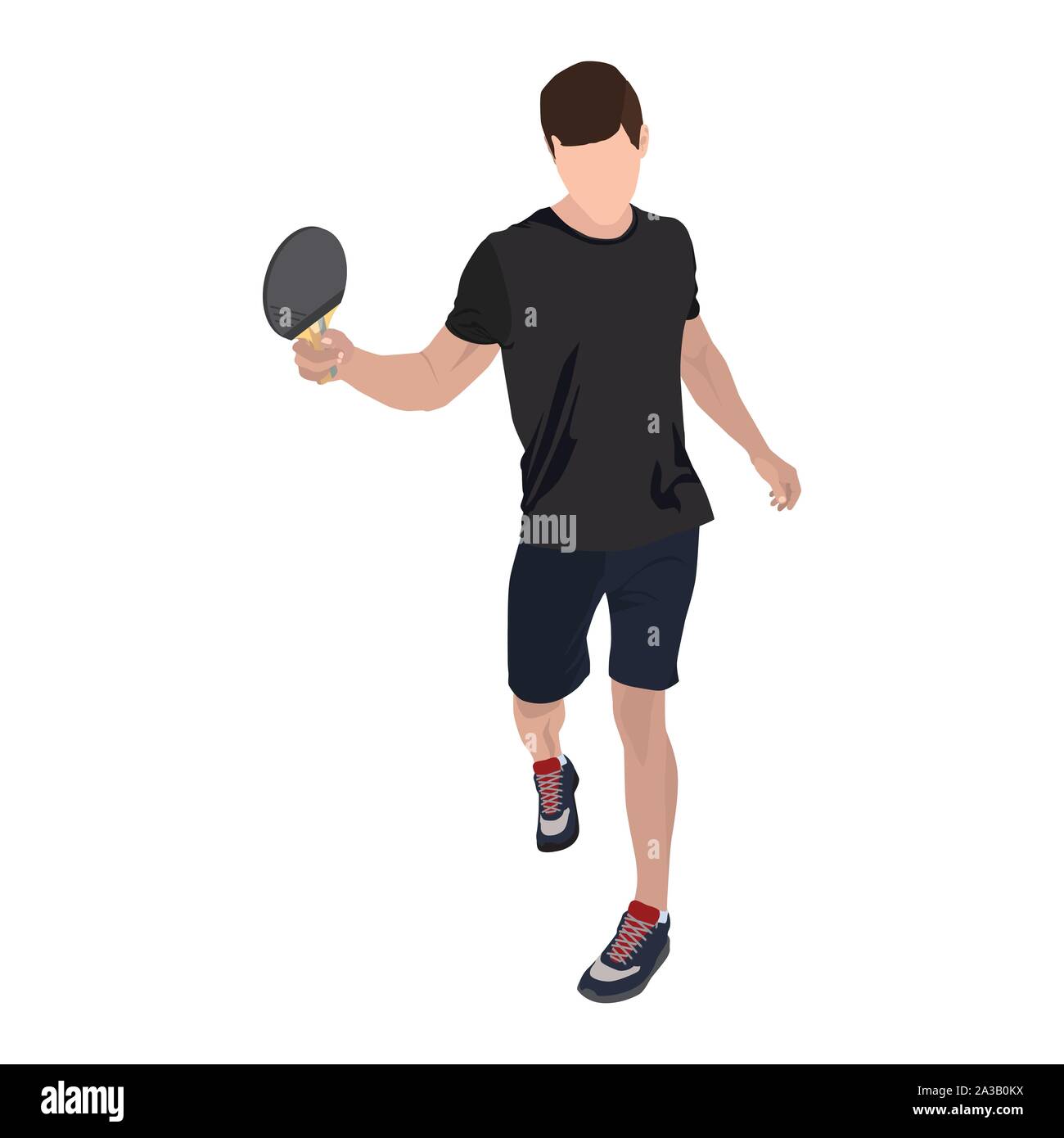 Table tennis player with racket, vector flat isolated illustration ...