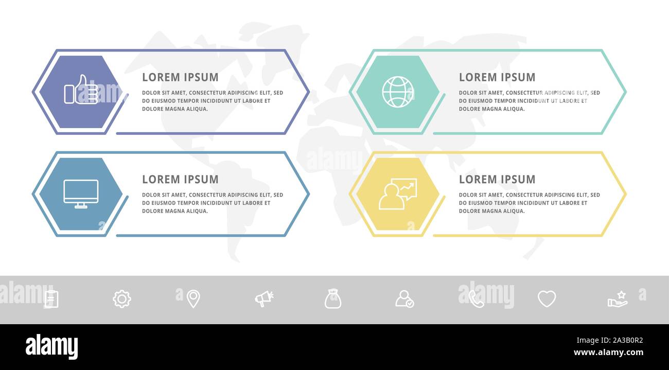 Vector infographic template hexagons shape for four label, diagram ...