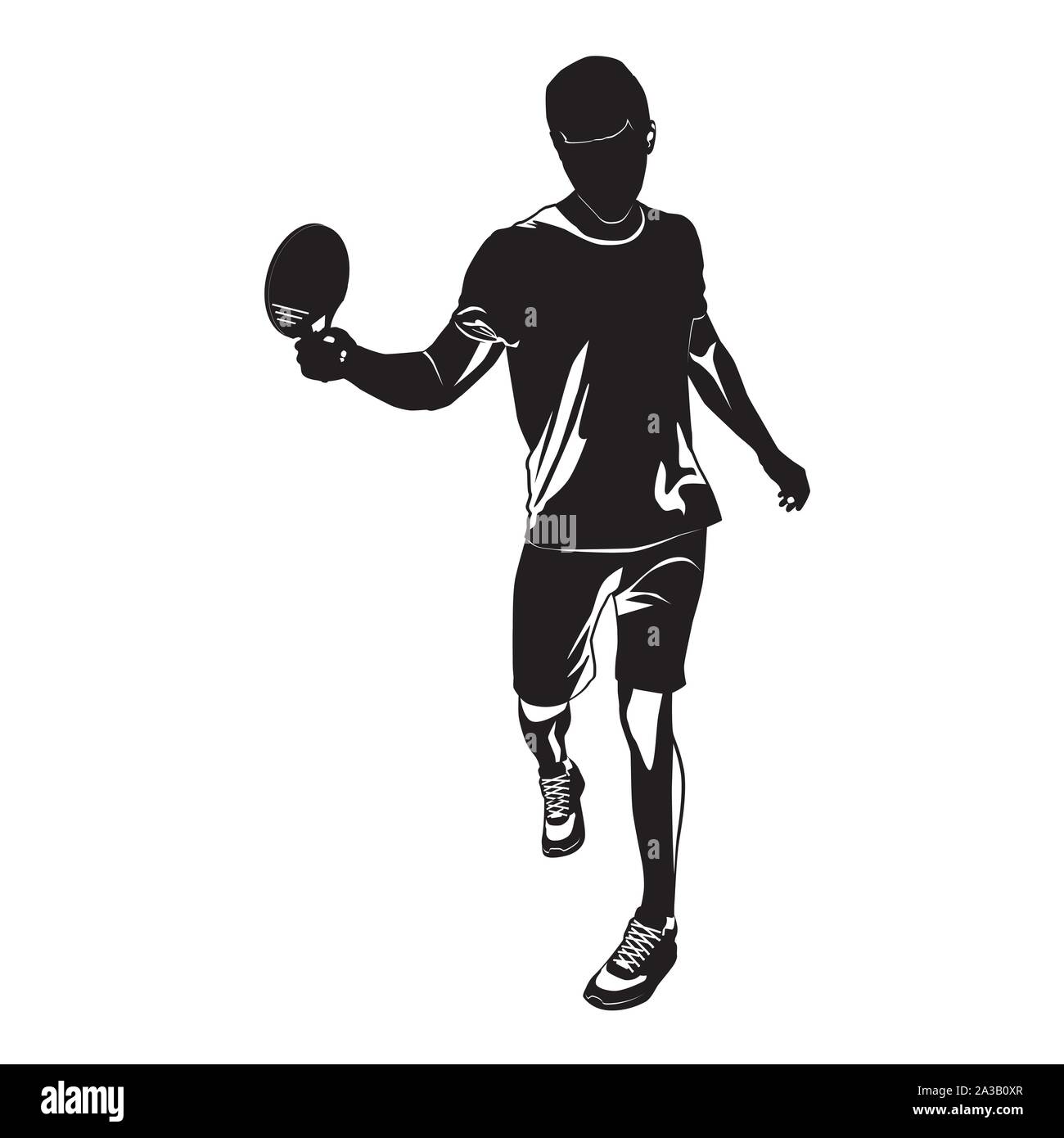 Table tennis player black silhouette on white background, vector ...