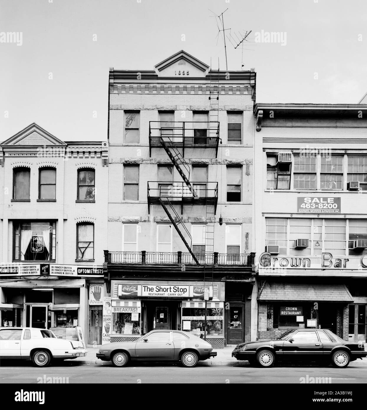 Short Stop Restaurant, Crown Bar, and retail stores at 11th and E
