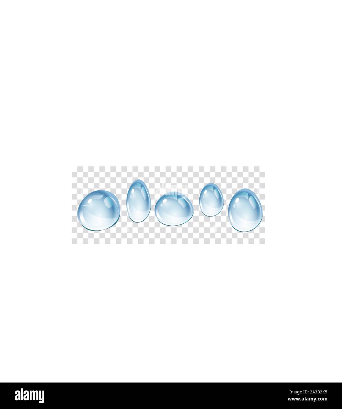 Water drops set isolated on transparent background. Stock Vector