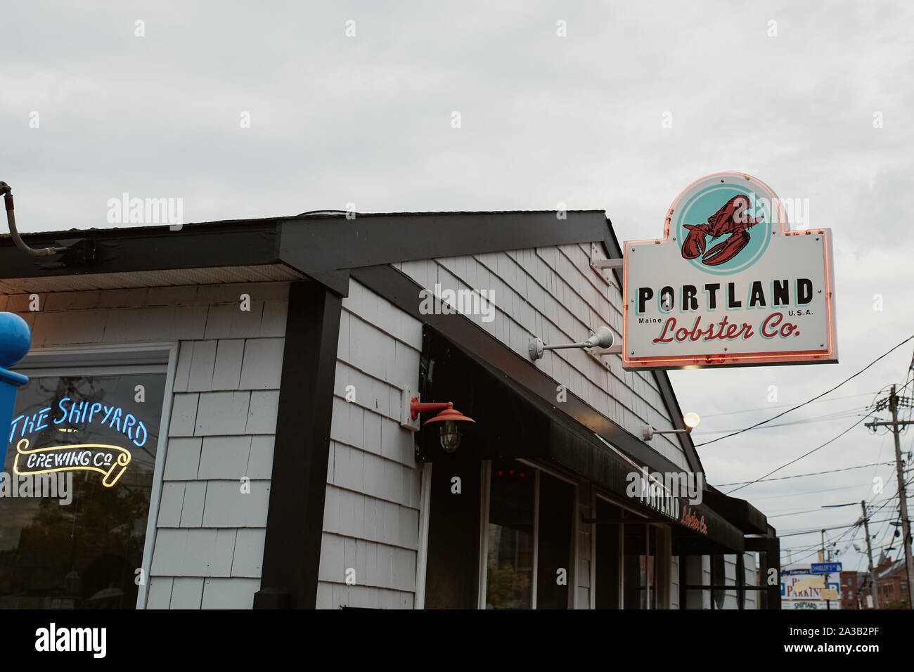 Portland, Maine September 26th, 2019 Sign and entrance to Portland Lobster Company shack in
