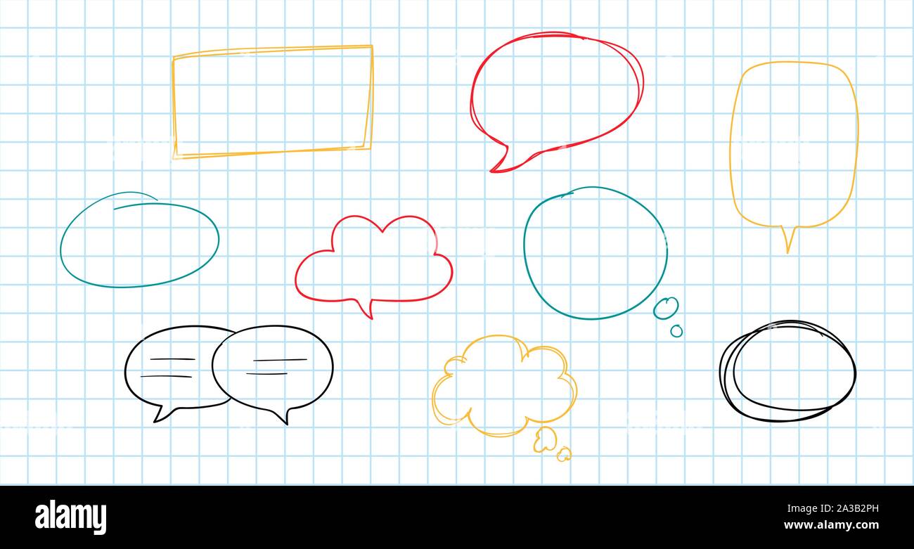 Hand drawn speech bubbles collection isolated on white. Stock Vector