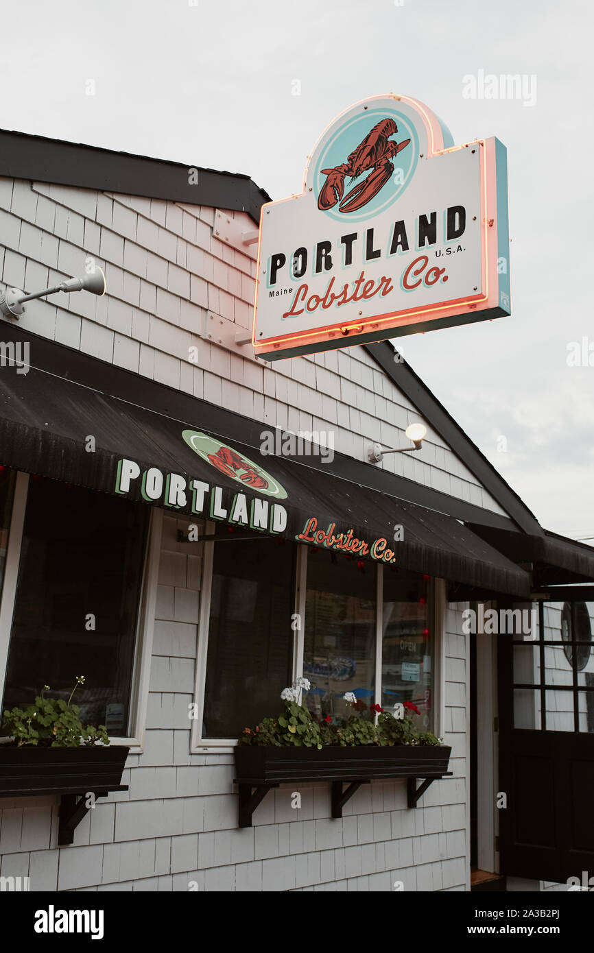 Portland, Maine September 26th, 2019 Sign and entrance to Portland Lobster Company shack in