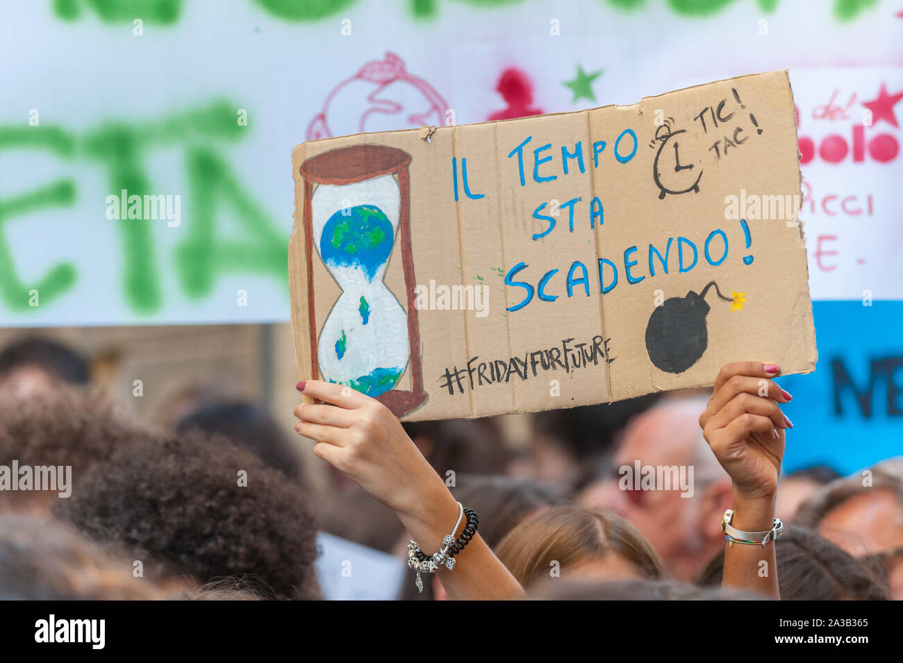 School strike for climate; time is ending board;  friday for future;  Lecce 27 september 2019 Stock Photo