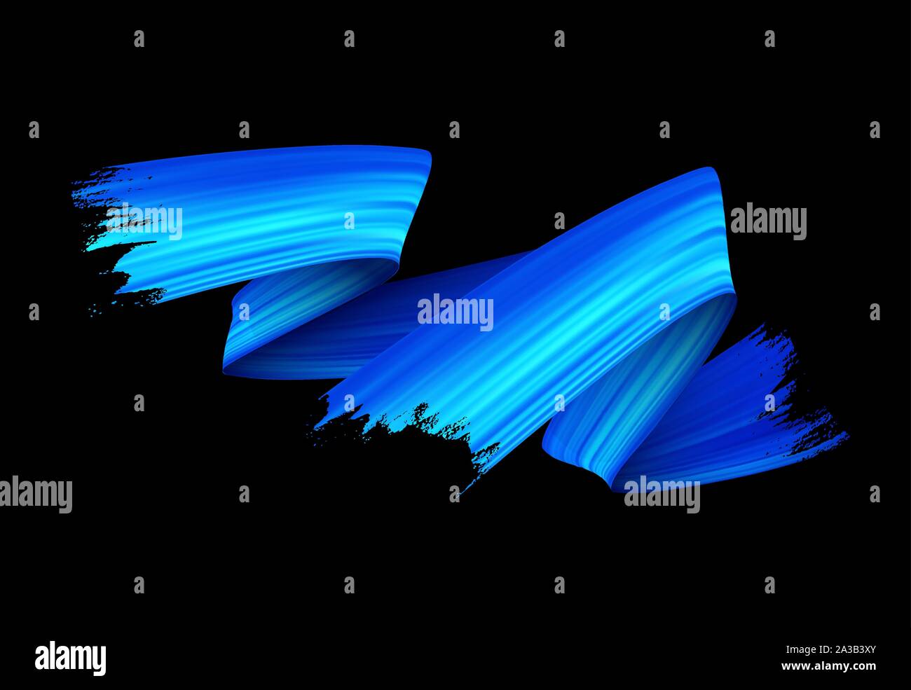 Freehand paint brush stroke realistic illustration. Flamboyant acrylic paint zig zag smears