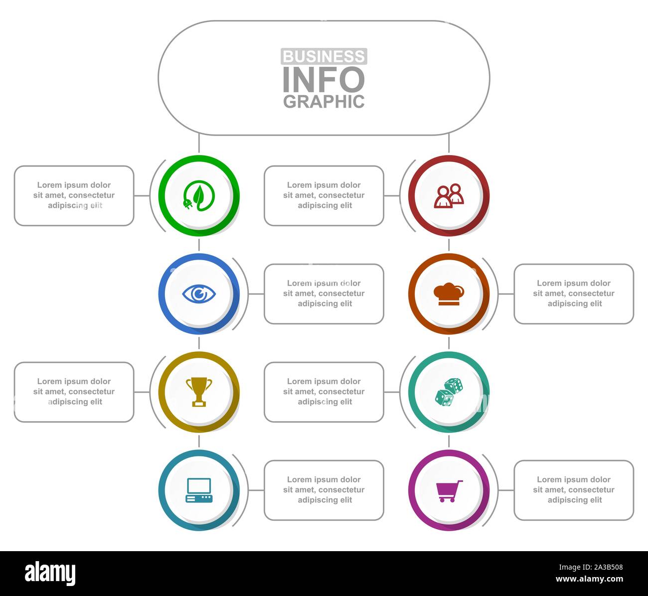 Infographic vector template for presentation, chart, diagram, graph, busines concept with 8 options Stock Vector