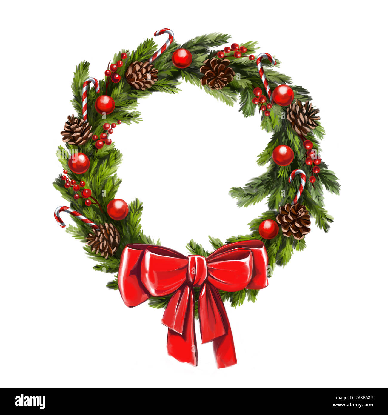 christmas wreath, Decorative Christmas ornament, art illustration
