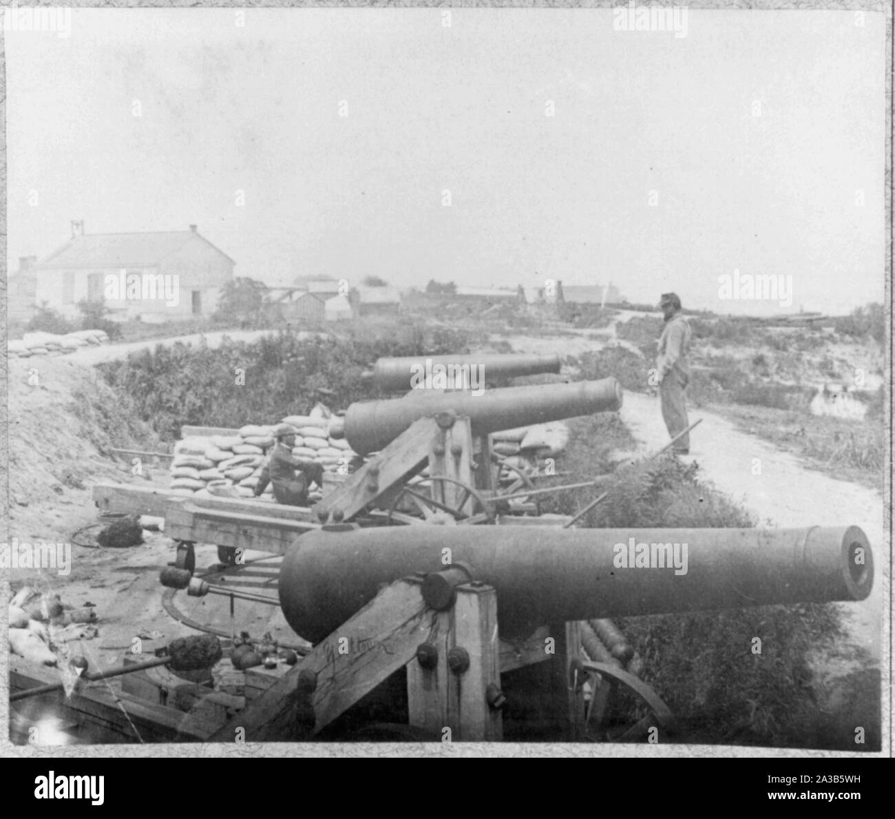 Siege of Yorktown, Va. Confederate Water Battery, Nelson Church in rear