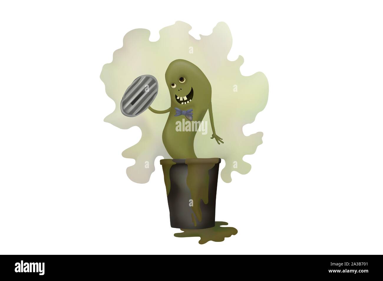 Smelly green Ghost. Dirty trash. Vector illustration Halloween day Stock Vector