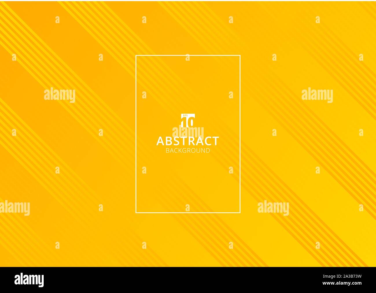 Abstract yellow striped diagonal lines gradient background and texture with white rectangle frame. Vector illustration Stock Vector
