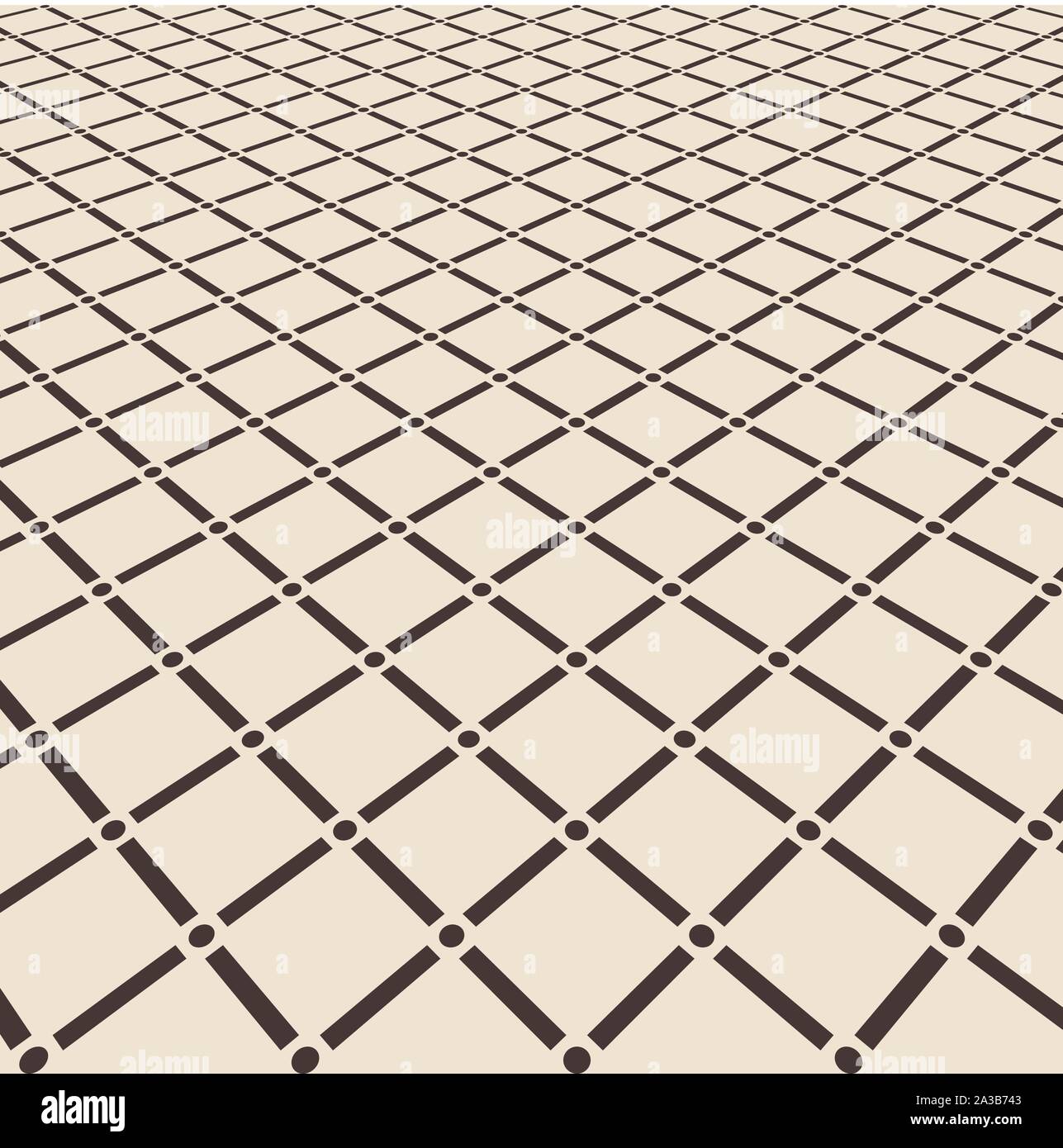Abstract brown square with circle joint pattern floor on light brown perspective background. Vector illustration Stock Vector