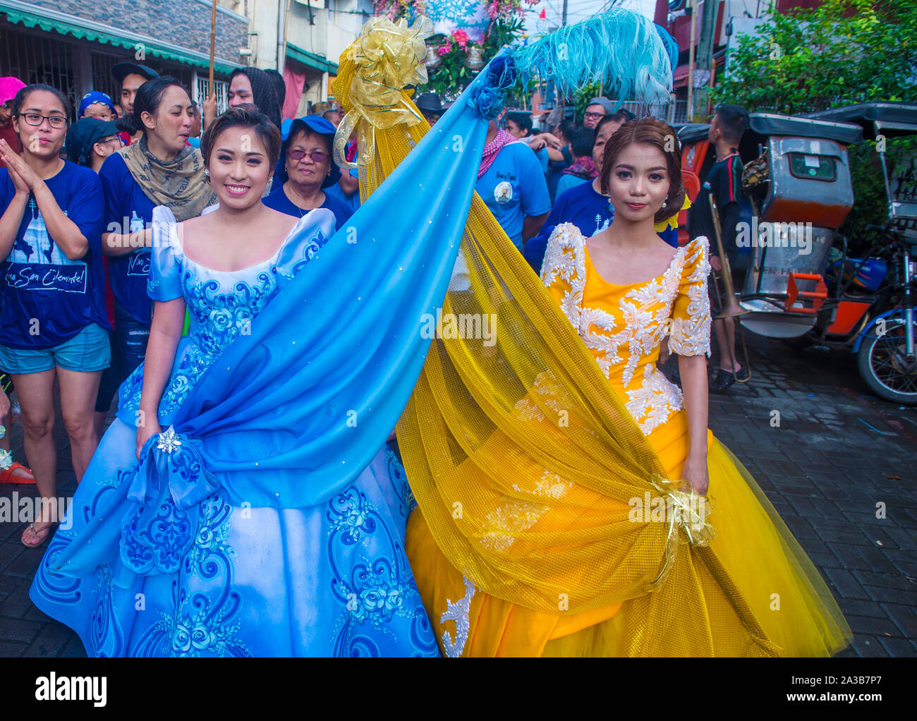 Participants in the Higantes festival in Angono Philippines Stock Photo