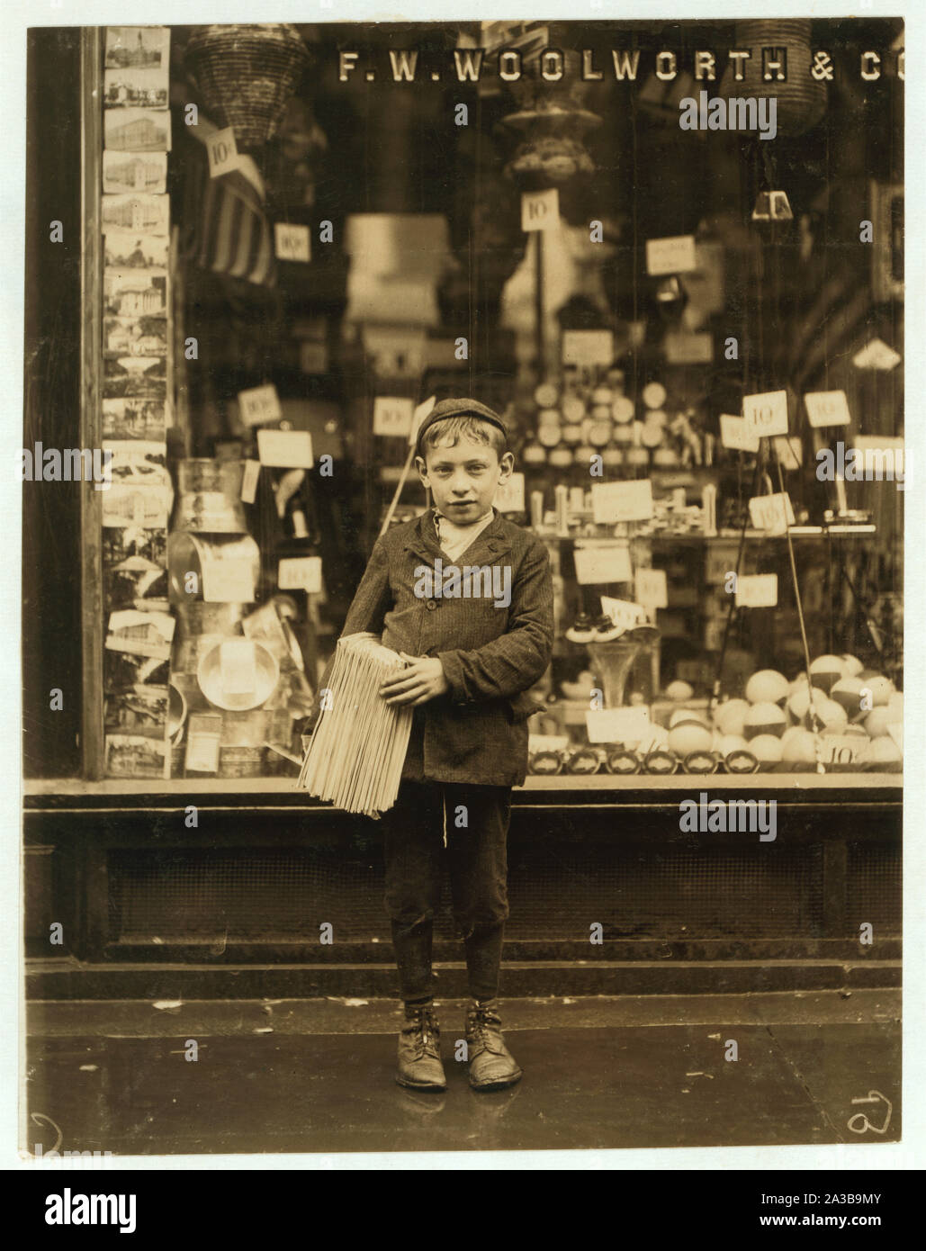 Simon Mellitto [i.e., Melaten,] 314 American St., age 10, newsboy, income 25 to 75 cents per day. Father a locksmith, making about $12 per week. Has a brother who sells also. Edward F. Brown, Investigator. Stock Photo