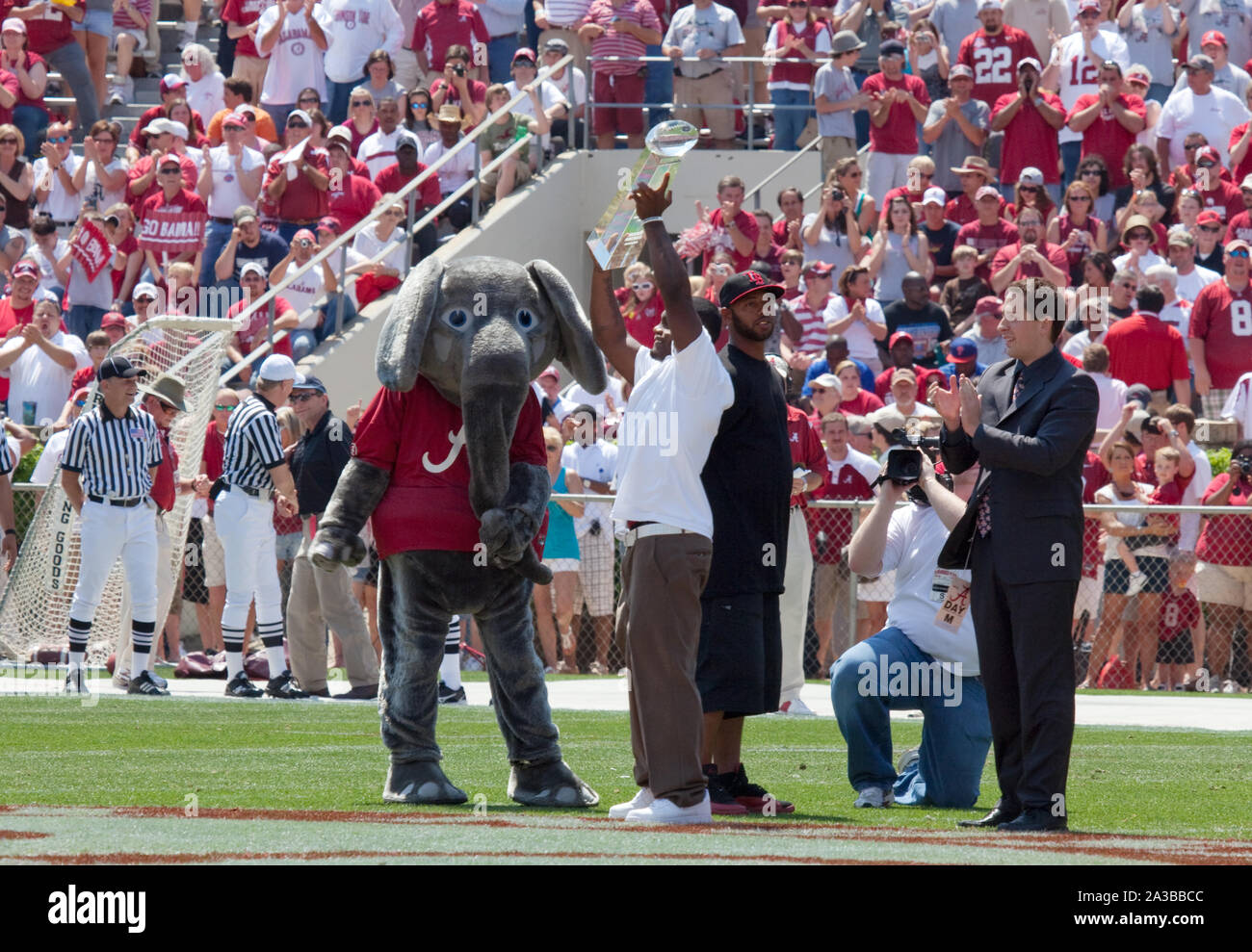Since the 1930s, Big Al, the Alabama Crimson Tide Football team mascot has been there to cheer the team on to victory. University of Alabama, Tuscaloosa, Alabama Stock Photo
