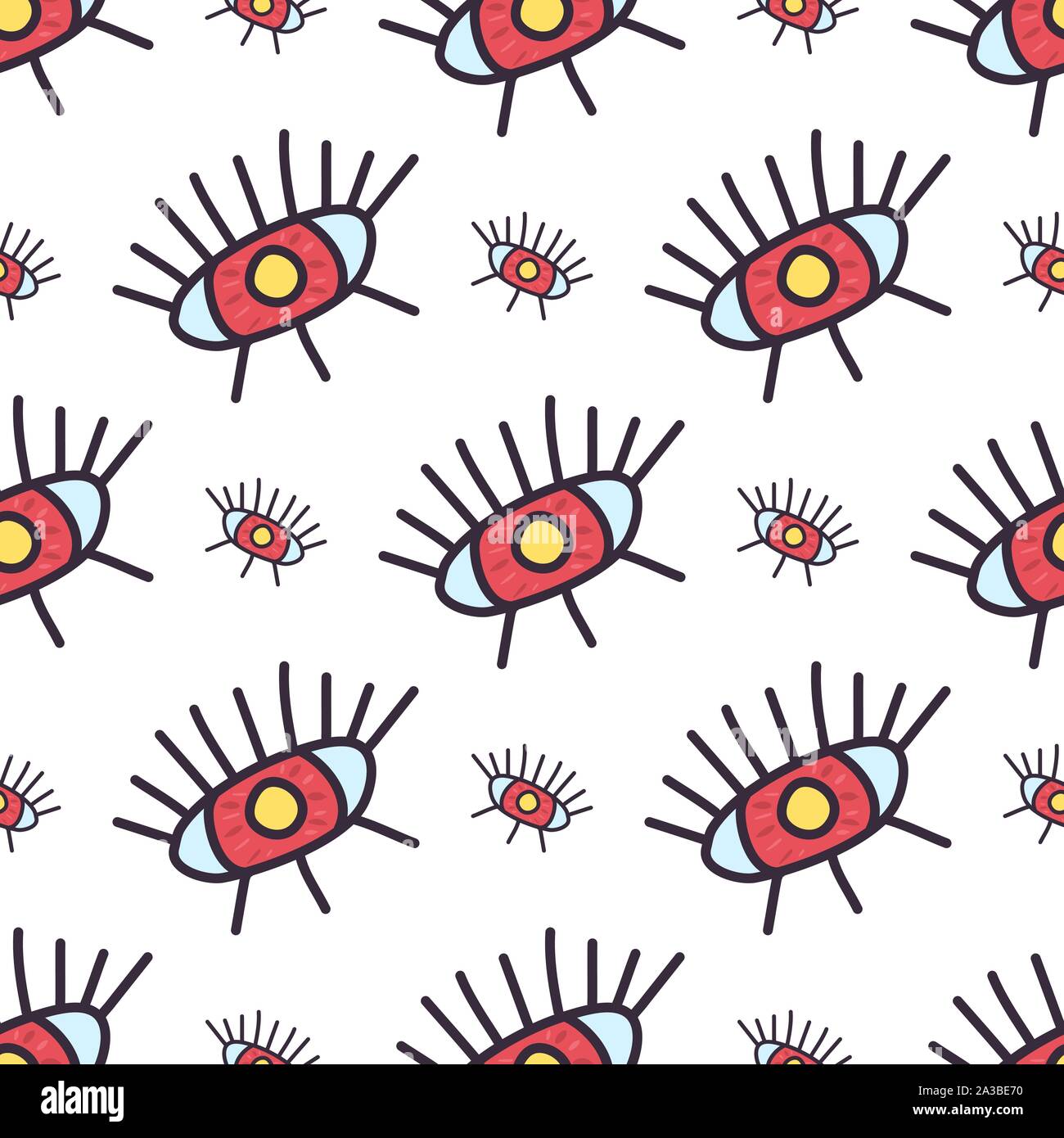 Doodle eye abstract creepy seamless pattern for decoration design ...
