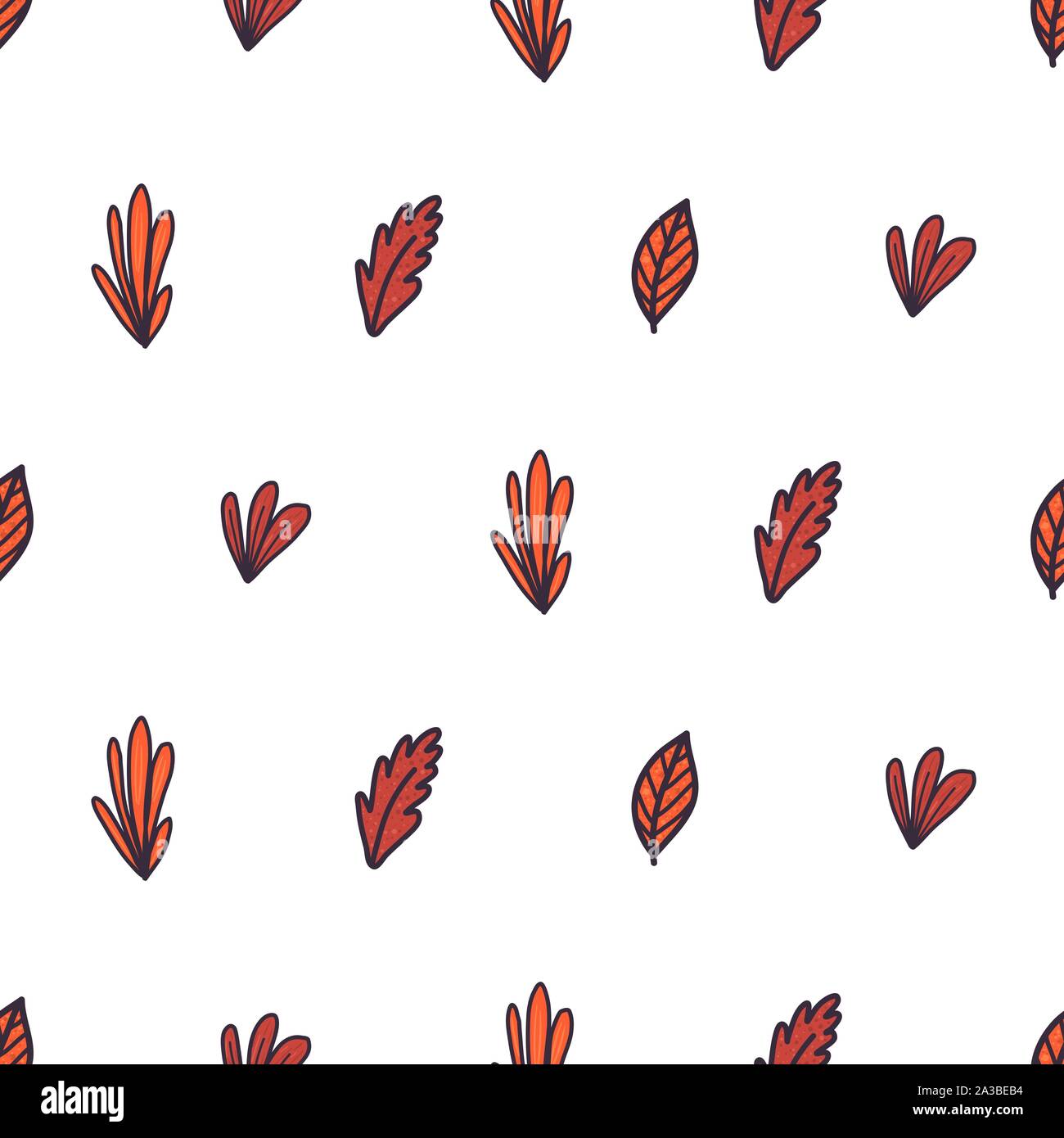 Orange leaf autumn seamless pattern on white background for fabric