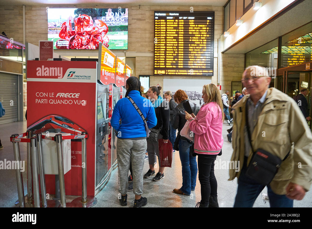 VENICE, ITALY - CIRCA MAY, 2019: self service kiosks at train station in Venice. Stock Photo