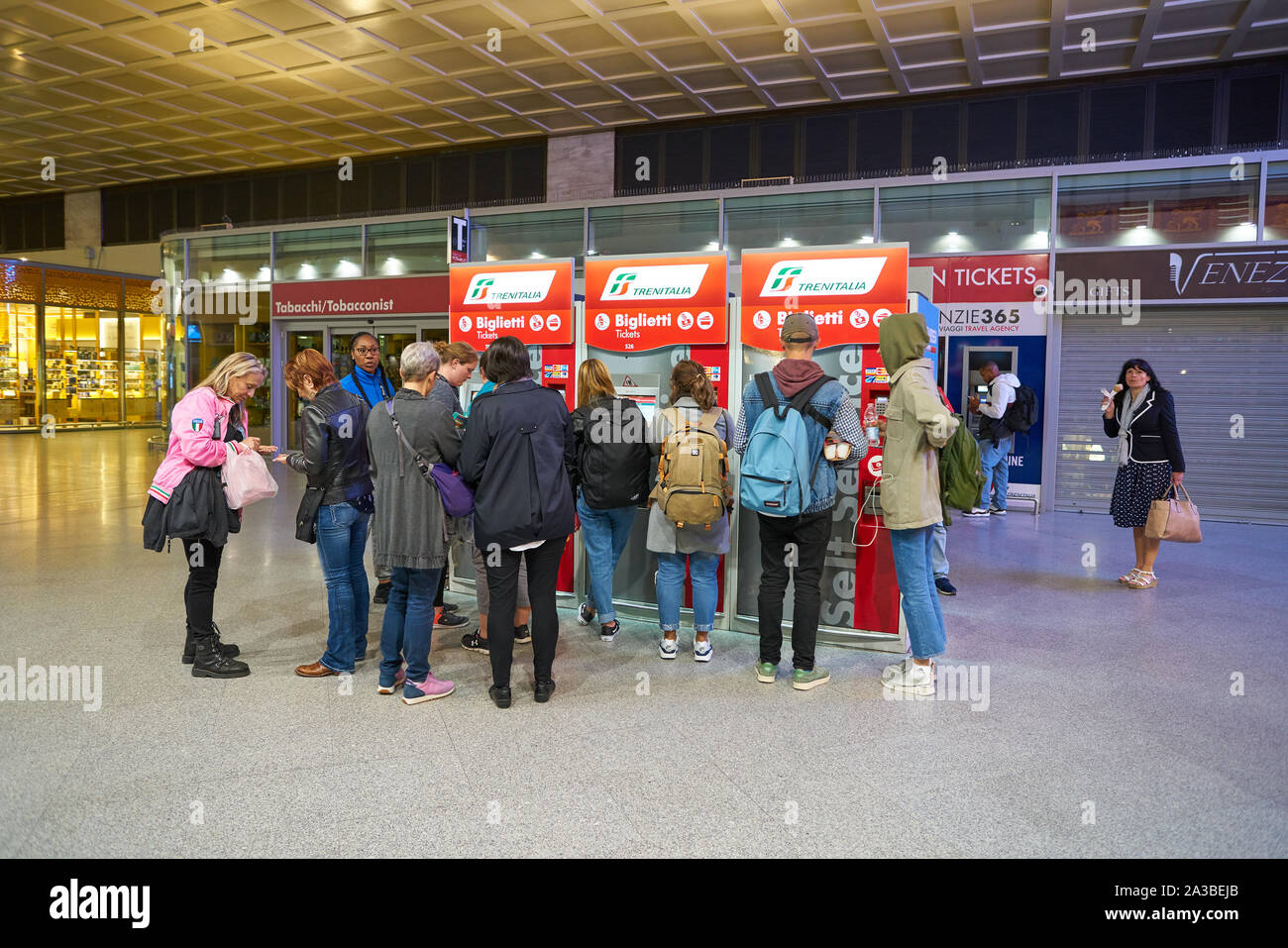 VENICE, ITALY - CIRCA MAY, 2019: self service kiosks at train station in Venice. Stock Photo