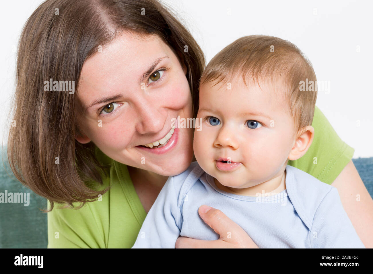 Happy Mother Embracing Her Sweet Baby Boy Stock Photo Alamy