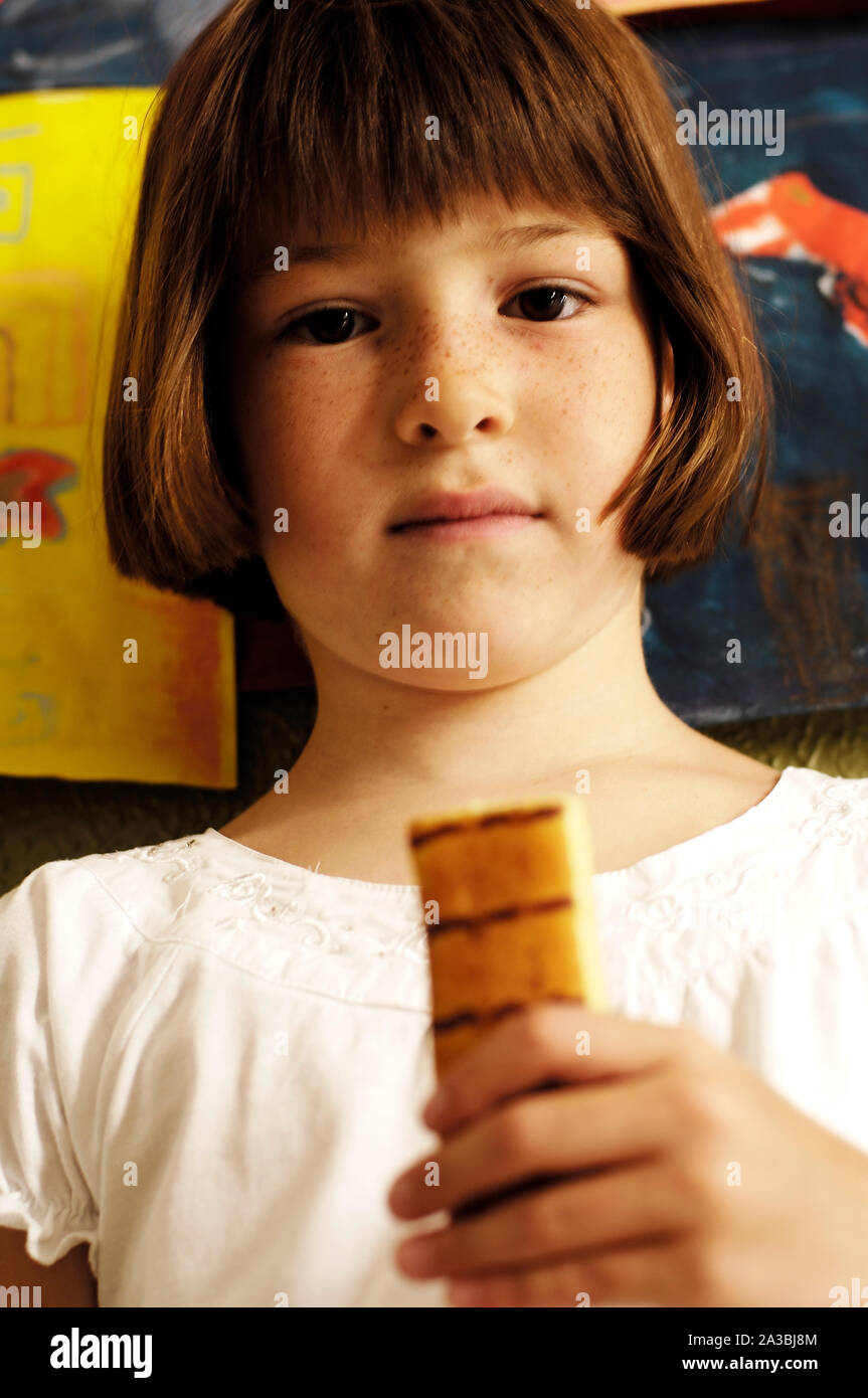 little girl, snack Stock Photo Alamy